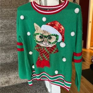 New Medium Cat Christmas Sweater